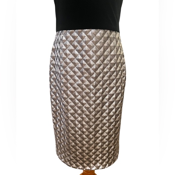 NWT Black Halo Womens Black Velvet Pewter Sequin Sheath Midi Dress Size 12 Love - Picture 11 of 15